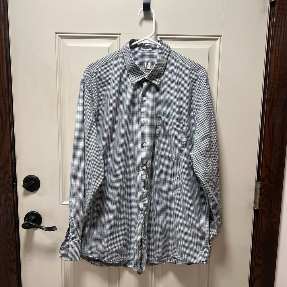 Peter Millar XL button up gingham shirt